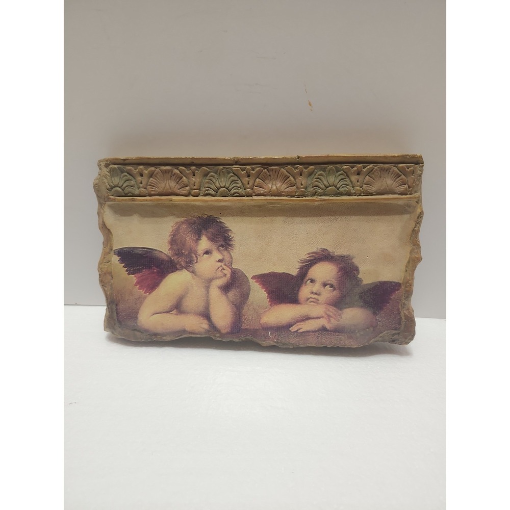 Vintage Fresco Style Wall Plaque Cherubs Raphael's "Sistine Madonna" Blemishes